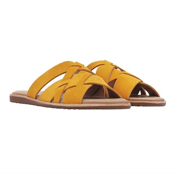 Sorel Women’s Ella Slide Golden Yellow Suede Sandals Size 9.5 - Picture 1 of 9